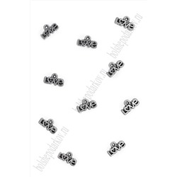 Подвеска металл 1,2*0,5 см "Love" (20 шт) SF-7745, серебро