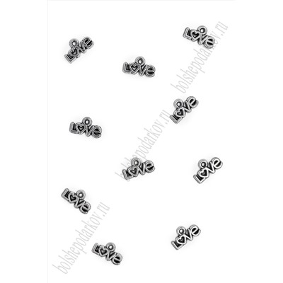 Подвеска металл 1,2*0,5 см "Love" (20 шт) SF-7745, серебро