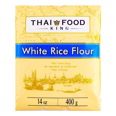 WHITE RICE FLOUR, Thai Food King (БЕЛАЯ РИСОВАЯ МУКА, Тай Фуд Кинг), 400 г.