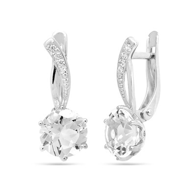 Серьги из серебра горный хрусталь, СПН04306
