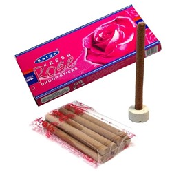 FRESH ROSE Dhoop Sticks, Satya (СВЕЖАЯ РОЗА безосновные благовония, Сатья), уп. 10 палочек.