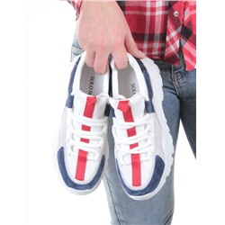 DMG08-4 WHITE/BLUE Кроссовки женские (нат.кожа, нат.замша, текстиль) размер 39