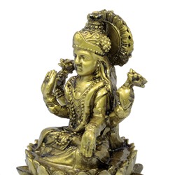 Статуэтка ЛАКШМИ НА ЛОТОСЕ - символ Богатства Процветания и Удачи (под бронзу, высота 9 см.), 1 шт.