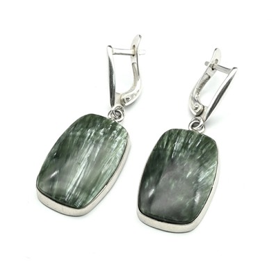 Серьги серафинит 16*25мм.