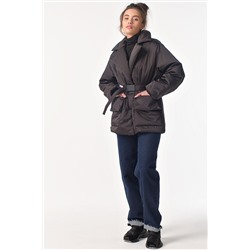 Куртка демисезонная с поясом черная