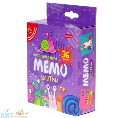 Игра настольная МЕМО 36 карточек "Улитки" Hatber 36ИнМ_26160, 36ИнМ_26160