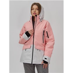 Горнолыжная куртка женская зимняя персикового цвета 7077P