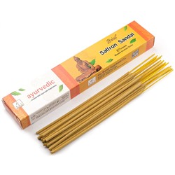 Ayurvedic SAFFRON SANDAL Premium Masala Incense Sticks, Balaji (ШАФРАН САНДАЛ премиальные масала благовония, Баладжи), уп. 15 г.