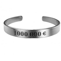 Браслет-мотиватор жесткий «1000000 €» (ювелирная нержавеющая сталь, толщина 2 мм.), Мастерская Алёшиных, 1 шт.