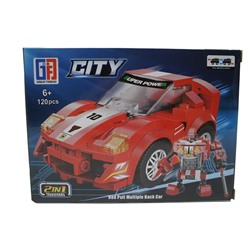 Конструктор City 2в1 Трансформер Спортивная машина 120дет. 21*15см / коробка  123-528