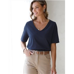 Футболка из 100% хлопка с V-образным вырезом