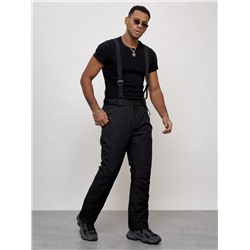 Полукомбинезон утепленный мужской зимний горнолыжный черного цвета 2405Ch