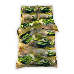 Постельное бельё «Этель» 1.5 сп Танки 143*215 см, 150*214 см, 50*70 см, бязь 125 г/м2