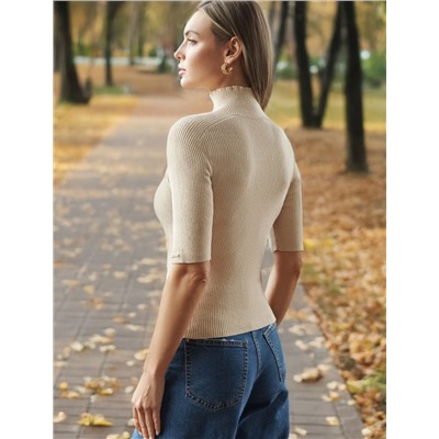 Водолазка тонкой вязки в рубчик из хлопка с нейлоном