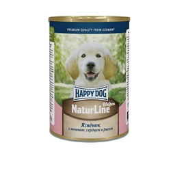 Хэппи Дог Natur line консерва Ягненок печень + сердце + рис 0,41кг АГ