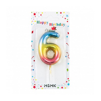 Свеча для торта "Цифра 6", с градиентом 6 см