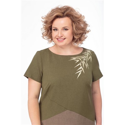 Anelli 470 зеленый+кофе, Платье