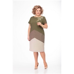 Anelli 470 зеленый+кофе, Платье