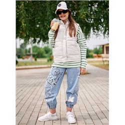 Жилет с планкой для девочки светло-серый