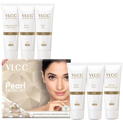 PEARL FACIAL KIT, De-Pigmentation & Skin Brightening, VLCC (ЖЕМЧУГ набор - Депигментация и Осветление кожи), 60 г. (6x10 г.)