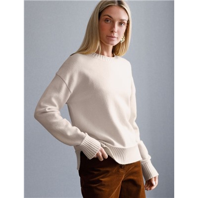 Базовый джемпер из мягкой пряжи с кашемиром с разрезами по бокам