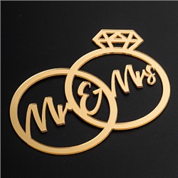 Топпер без шпажки "Кольца Mr Mrs" золотой 11*9 см
