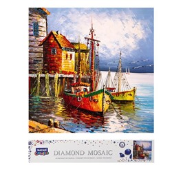 Алмазная мозаика без подрамника 25*25см Домик у моря / коробка  М-10513