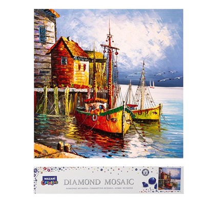 Алмазная мозаика без подрамника 25*25см Домик у моря / коробка  М-10513