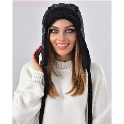 Мохер мульти надпись Ушанка флис (56-58)