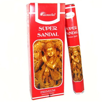 Aromatika SUPER SANDAL Incense Sticks (СУПЕР САНДАЛ ароматические палочки, Ароматика), шестигранник, 20 г.