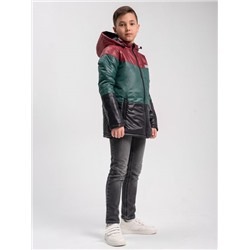 Куртка для мальчика "3 цвета" бордо-малахит-черный