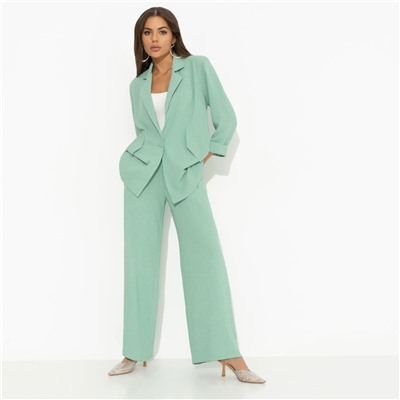Брючный костюм из лёгкой ткани, Стиль по-французски (green, 2 в 1)