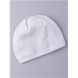 Шапка вязаная с бубоном, орнамент снежинки, ель, олень, голубой