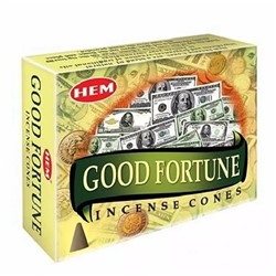 Hem Incense CONES GOOD FORTUNE (Благовония конусы УДАЧА, Хем), уп. 10 конусов.