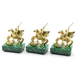 Георгий Победоносец из бронзы на камне малахит 110*70*170мммм