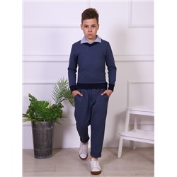 Джемпер-обманка "Альберт" синий-серый