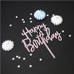 Топпер "Happy Birthday" розовый 9*12 см