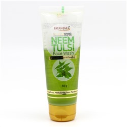 Saundarya NEEM TULSI Face Wash, Patanjali (Саундарья НИМ И ТУЛСИ средство для умывания, предотвращает появление прыщей, Патанджали), 60 г.