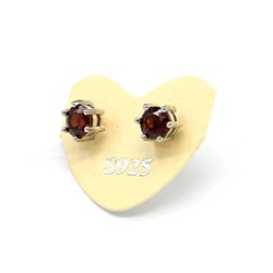 Пусеты с гранатом 6*6мм, 0,9г