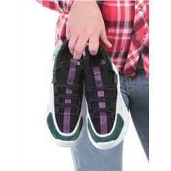 DMG08-1 WHITE/GREEN Кроссовки женские (нат.кожа, нат.замша, текстиль сетка) размер 37