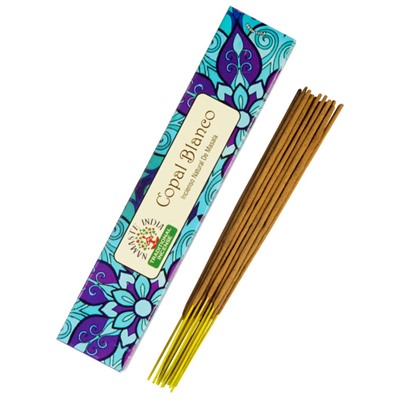 COPAL WHITE Natural Masala Incense, Namaste India (БЕЛЫЙ КОПАЛЛ натуральные масала благовония, Намасте Индия), уп. 15 г.