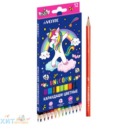 Карандаши цветные 12 шт 6-гран. Magic Unicorn deVente 5022100, 5022100