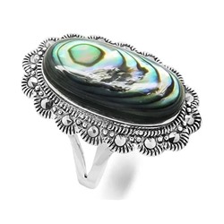 Кольцо из серебра марказит, перламутр, SL-AGA44