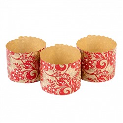 Мини-формы для кулича "Красно-золотая" d=7 см, набор 10 шт