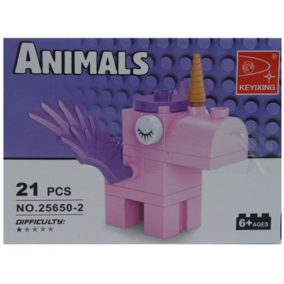 Конструктор Animals 21дет. Единорог 9*7см  / коробка 25650-2