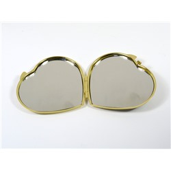 Складное зеркальце с накладкой из серафинита, сердце золотистое
