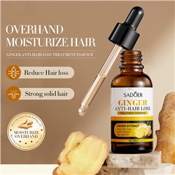 Эссенция для роста и против выпадения волос с корнем имбиря Sadoer, 30 мл.