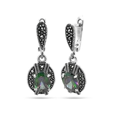 Серьги из серебра марказит, мистик циркон, SL-AGA108