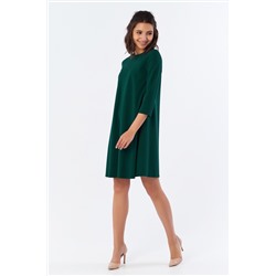 Платье короткое свободное темно-зеленое