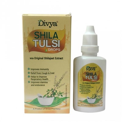 SHILA TULSI DROPS With Original Shilajeet Extract, Divya (ШИЛА ТУЛСИ капли с шиладжит экстрактом, Дивья), 30 мл. - СРОК ГОДНОСТИ ДО 31 ЯНВАРЯ 2025 ГОДА